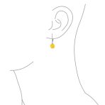 Set of 2 Round Honey Cognac Lemon Yellow Amber Drop Ball Earrings Silver - Image 3