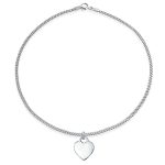 Dangling Heart Charm Anklet Ankle Bracelet Sterling Silver