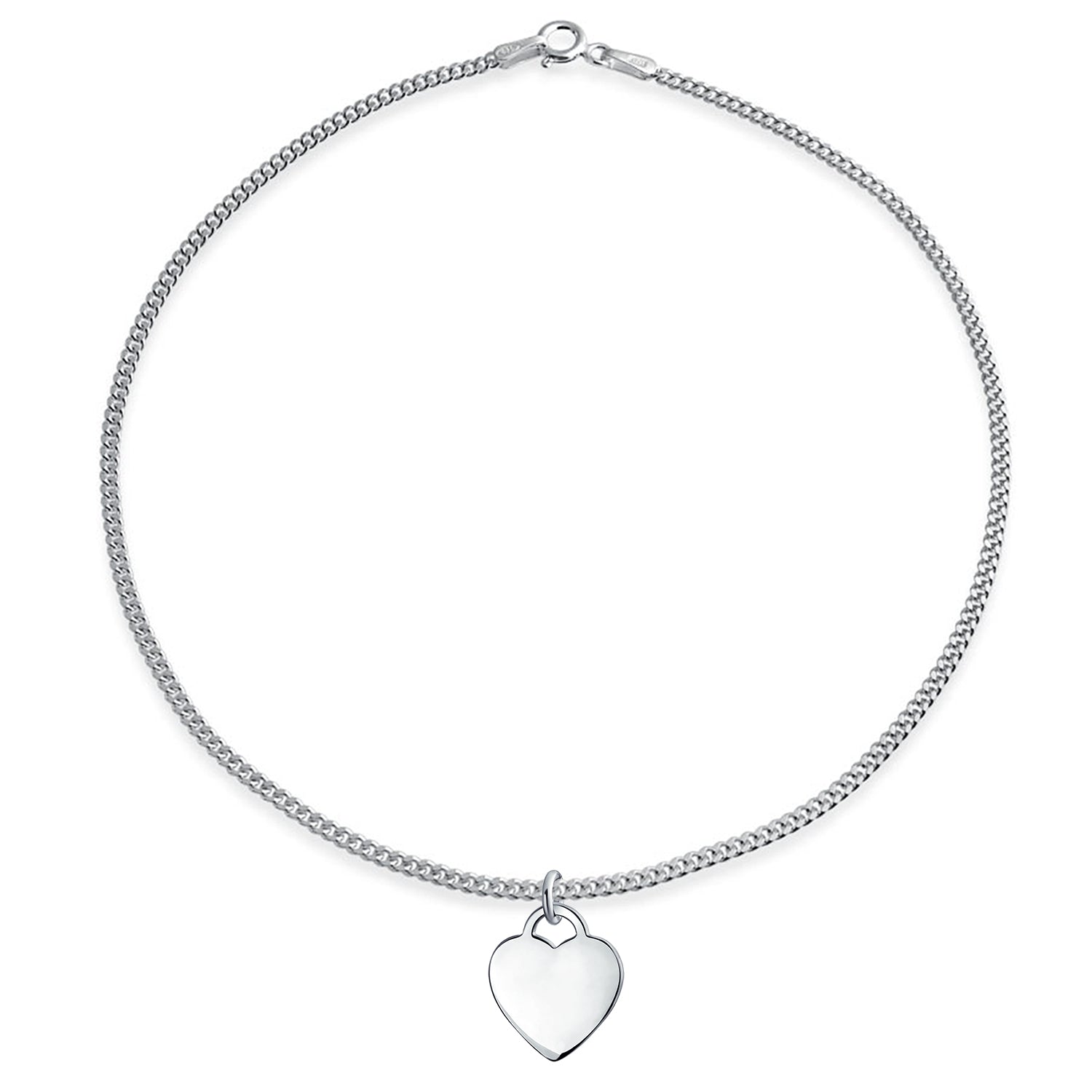 letter-tiny-heart-anklet-alphabet_sstr-021353ak10_1 Dangling Heart Charm Anklet Ankle Bracelet Sterling Silver - Image 1