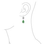 Dyed Green Jade Teardrop Dangle Gemstone Earrings in Sterling Silver - Image 3
