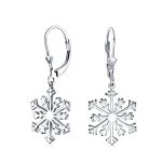 Classic Christmas Snowflake Dangle Earrings in  Sterling Silver Leverback