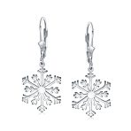 Classic Christmas Snowflake Dangle Earrings in  Sterling Silver Leverback - Image 2