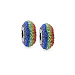 Set of 2 Colorful Crystal Bead Charm Rainbow Spacer for European Bracelet