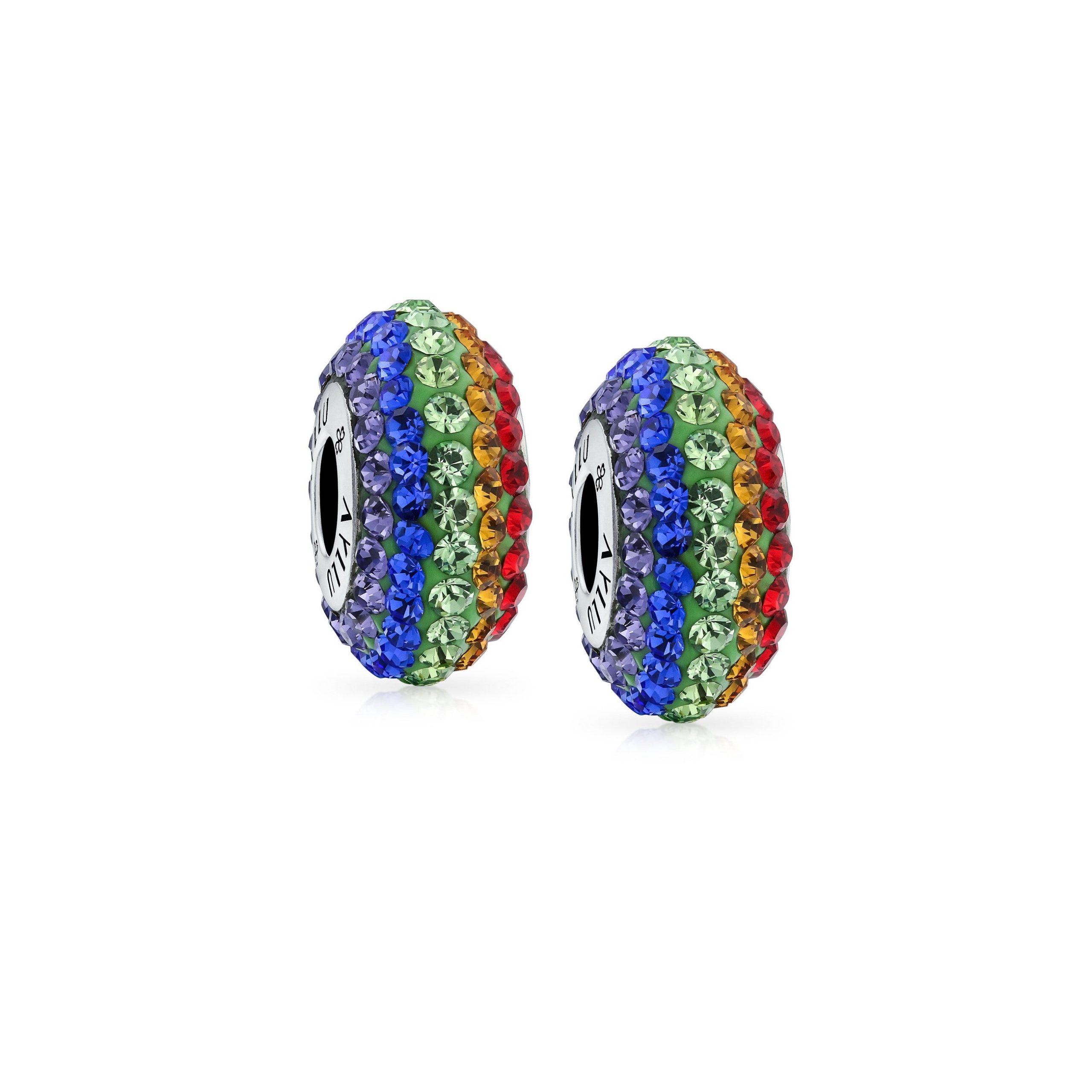 lgbtq-rainbow-charm-bead-ayl-hz-50set-az Set of 2 Colorful Crystal Bead Charm Rainbow Spacer for European Bracelet - Image 1