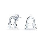 Mini Dainty Circle Zodiac Stud Earrings Sterling Silver for 12 Constellations - Image 2