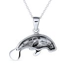 Hawaiian Nautical Sea Cow Marine Life Pendant Necklace in Sterling Silver - Image 2