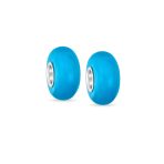 Set of 2 Smooth Opaque Murano Glass Charm Bead for Bracelets Sterling Silver - Image 7