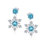 Holiday Party Earring Jacket Blue Sapphire Snowflake Studs in Sterling Silver - Image 4