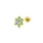 Tiny Flower Screwback CZ Stud Helix Lobe Cartilage 1 Piece Earring 14K Real Gold 4MM - Image 3