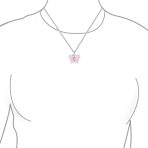 Pink Rose Quartz Garden Butterfly Pendant Necklace .925 Sterling Silver - Image 6
