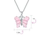 Pink Rose Quartz Garden Butterfly Pendant Necklace .925 Sterling Silver - Image 8