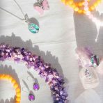 Pink Rose Quartz Garden Butterfly Pendant Necklace .925 Sterling Silver - Image 9