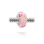 Set of 2 Murano Glass Charm Bead Sterling Silver Core Floral Design for Bracelet - Image 9