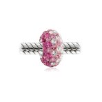 Set of 2 Light Pink Magenta Crystal Bead Charm Spacer for Bracelet Silver - Image 2