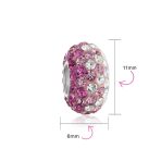 Set of 2 Light Pink Magenta Crystal Bead Charm Spacer for Bracelet Silver - Image 3