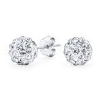 Elegant Glittering Pave Crystals Drop Ball Earrings 8MM - Image 4