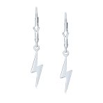 Delicate Minimalist Geometric Lightning Bolt Dangle Earrings in Sterling Silver - Image 2
