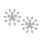 Mid-Size Lightweight CZ Stud Earrings Cubic Zirconia Snowflake Sterling Silver - Image 2