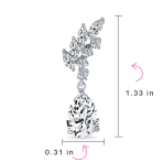 Cubic Zirconia Leaf Motif CZ Teardrop Dangle Chandelier Earrings Silver Plated - Image 5