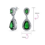 Cubic Zirconia Pave CZ Halo Pear Shaped Teardrop Dangle Statement Earrings - Image 14