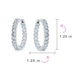 Fancy Cocktail Cubic Zirconia Princess Cut CZ Inside Out Hoop Earrings 1.25 Inch Silver Plated - Image 11