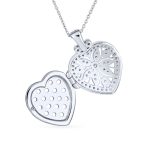Vintage Style Keepsake Flower Heart Shape Photo Locket Pendant Necklace .925 Sterling Silver - Image 4