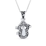 Religious Cross Prayer Box Locket Pendant Momenta Holder .925 Sterling Silver