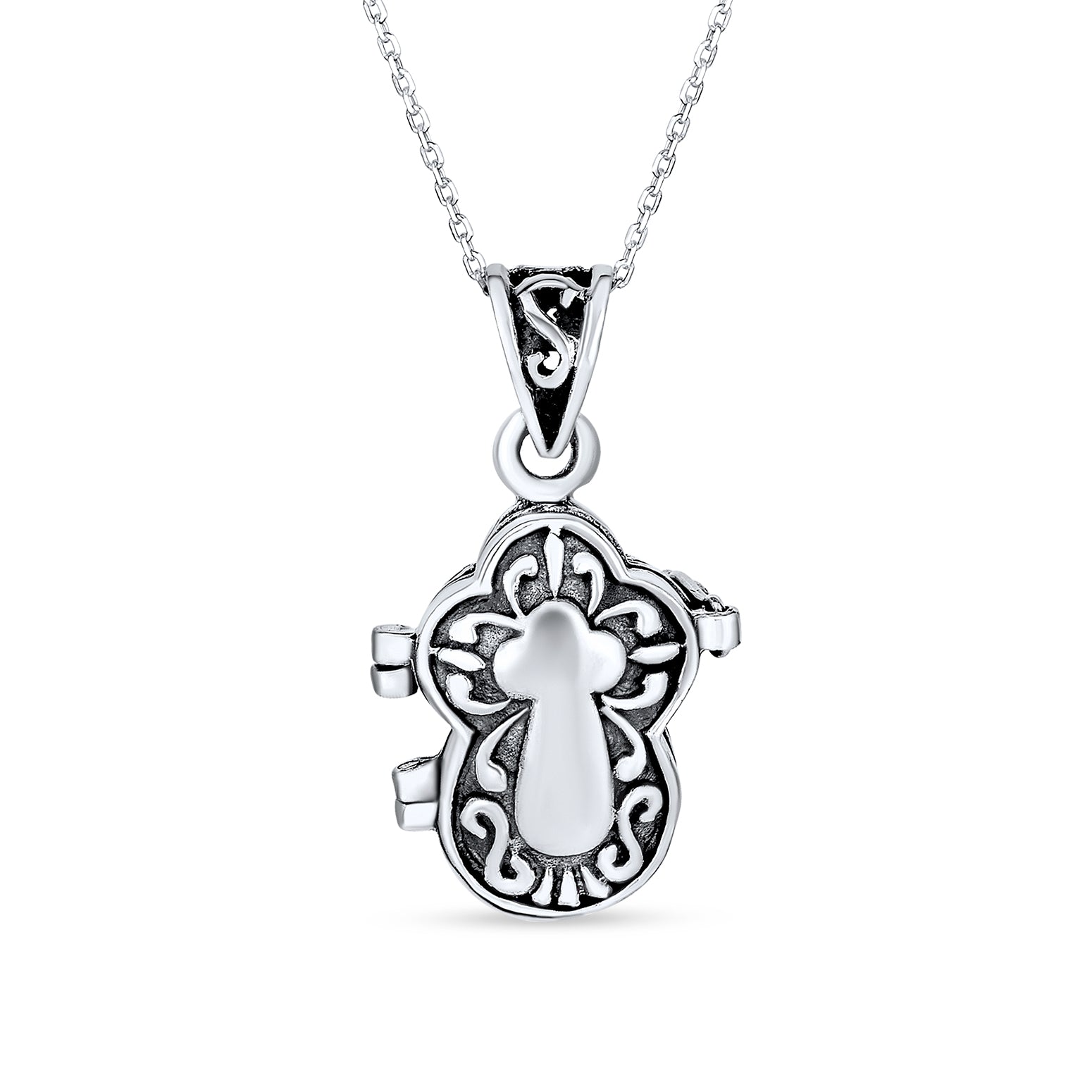locket-sterling-antique-cross-pendant_sstr-pbrc1-az_1 Religious Cross Prayer Box Locket Pendant Momenta Holder .925 Sterling Silver - Image 1
