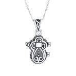Religious Cross Prayer Box Locket Pendant Momenta Holder .925 Sterling Silver - Image 2