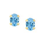 Classic 1.6Ct Oval Gemstone Blue Topaz Stud Earrings 14K Yellow Gold - Image 2