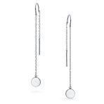 Initials Alphabet Minimalist Geometric Dangle Earrings Sterling Silver Threader - Image 2