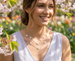 Fashion Enamel Flower Strand Necklace 14K Gold Plated 36 Inch Crystal Accents - Image 11