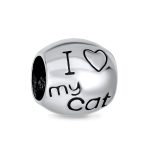 Set of 2 Kitten Black Cat & I Love My Cat Charm Bead Enamel Silver for Bracelet - Image 5