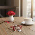 Love Anniversary Heart Bead Charms Bracelet Leather Sterling Silver - Image 3