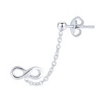 Set of 2 Love Knot Infinity Heart Ear Cuff Cartilage Chain and Stud Earrings Sterling Silver - Image 5