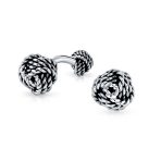 Solid Double Sided Twisted Love Knot Cufflinks for Dad Groomsmen .925 Sterling Silver Gift