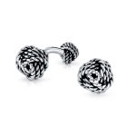 Solid Double Sided Twisted Love Knot Cufflinks for Dad Groomsmen .925 Sterling Silver Gift