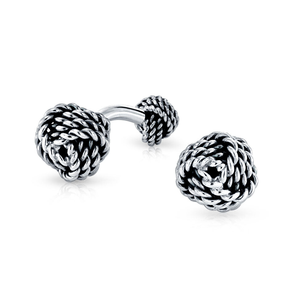 love-knot-cufflinks-sterling-silver_jc-01m5127_1 Solid Double Sided Twisted Love Knot Cufflinks for Dad Groomsmen .925 Sterling Silver Gift - Image 1