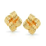 Fashion Square 2 Tone Rope Love Knot Clip On Earrings Non Pierced Ears Gold & Silver Plated - Image 4