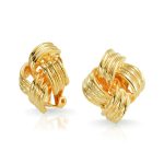 Fashion Square 2 Tone Rope Love Knot Clip On Earrings Non Pierced Ears Gold & Silver Plated