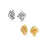 Set of 2 Twist Rope Knot Clip-On Earrings Non-Pierced Gold
