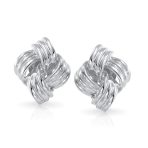 Fashion Square 2 Tone Rope Love Knot Clip On Earrings Non Pierced Ears Gold & Silver Plated - Image 5