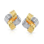 Fashion Square 2 Tone Rope Love Knot Clip On Earrings Non Pierced Ears Gold & Silver Plated - Image 6
