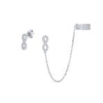Forever Love Ear Cuff Cartilage Wrap Infinity Earring & CZ Stud Gold Plated .925 Sterling Silver