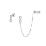 Forever Love Ear Cuff Cartilage Wrap Infinity Earring & CZ Stud Gold Plated .925 Sterling Silver
