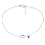 Lover Kiss & Lip Red Heart Charm Anklet Link Ankle Bracelet Sterling Silver 9-10 Inch Adjustable