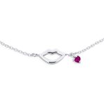 Lover Kiss & Lip Red Heart Charm Anklet Link Ankle Bracelet Sterling Silver 9-10 Inch Adjustable - Image 2