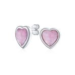 Lovers Bezel Set Green Jade Heart Stud Earrings Sterling Silver Gift - Image 5