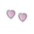 Lovers Bezel Set Green Jade Heart Stud Earrings Sterling Silver Gift - Image 11