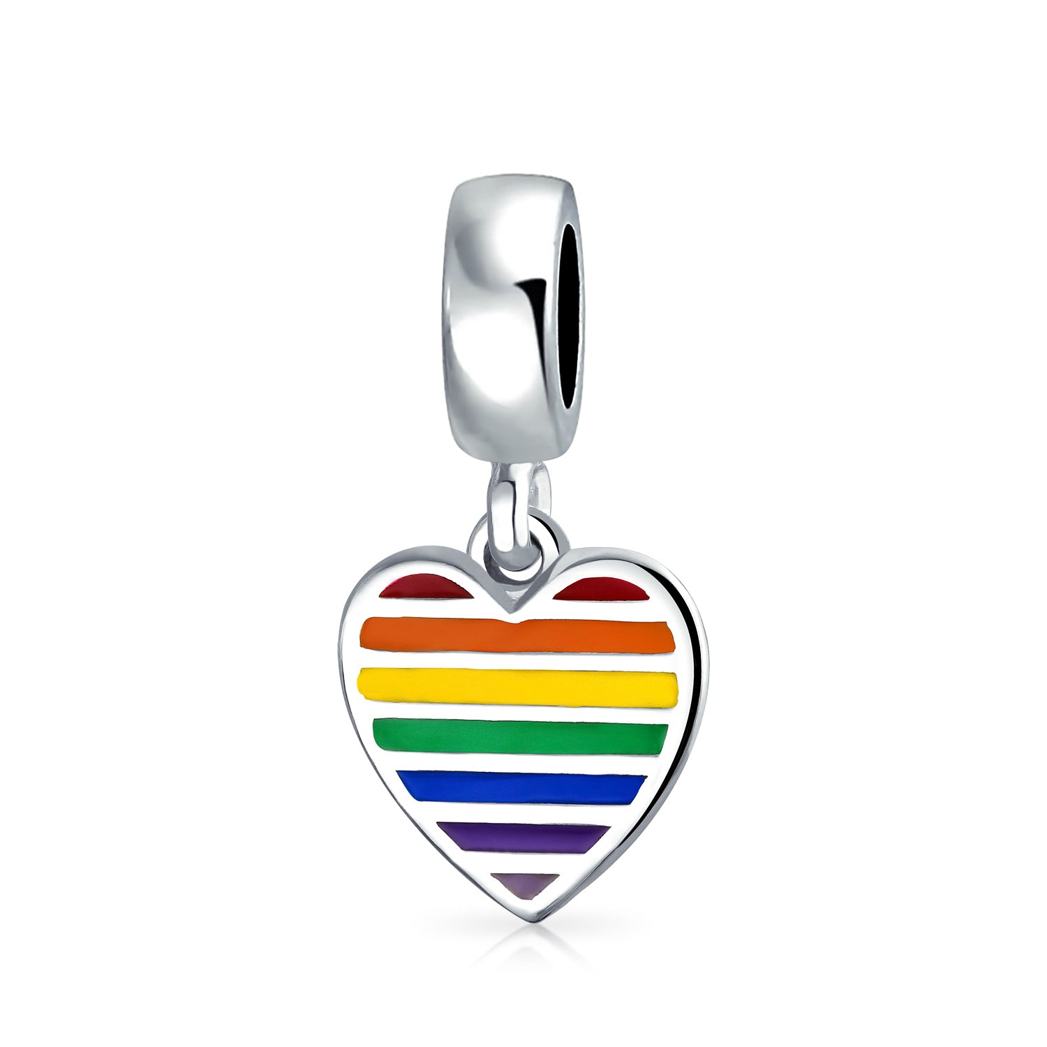loving-heart-bead-charm-silver_ayl-hsd-906-az_1 Unisex Sterling Silver LGBTQ Rights Rainbow Heart Dangle Charm Bead Disc Tag - Image 1